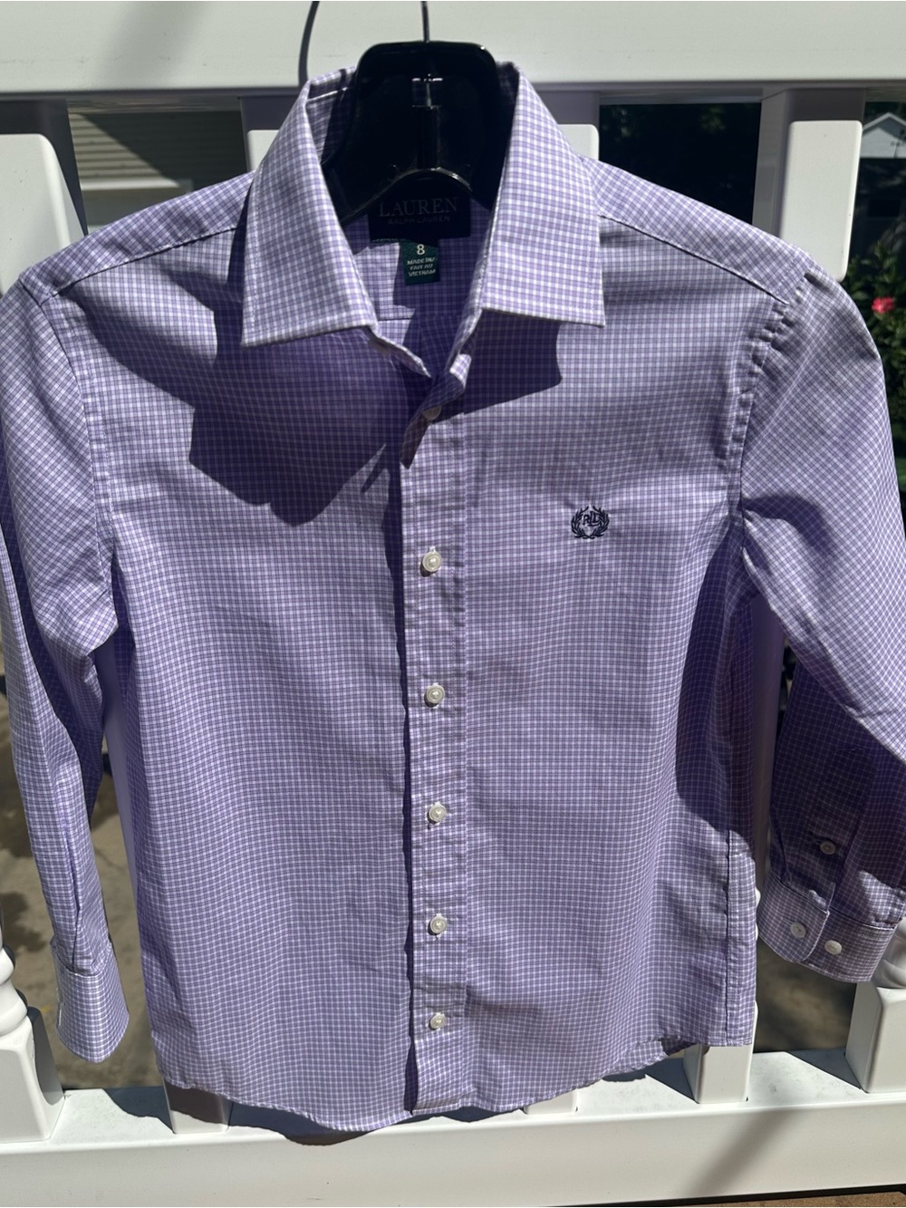 Boy’s Lauren Ralph Lauren Lavender Check Cotton Button-Down Shirt